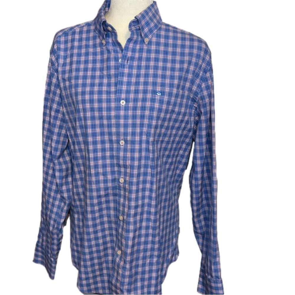 Southern Tide Cotton Spandex Blend Button Long Sleeve Plaid Shirt M